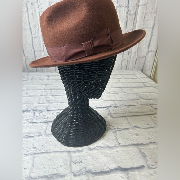 Vintage 1970’s “Godfather” Cream Wool Brown Fedora Hat by Alberto Celini. Wool! - Picture 1 of 10